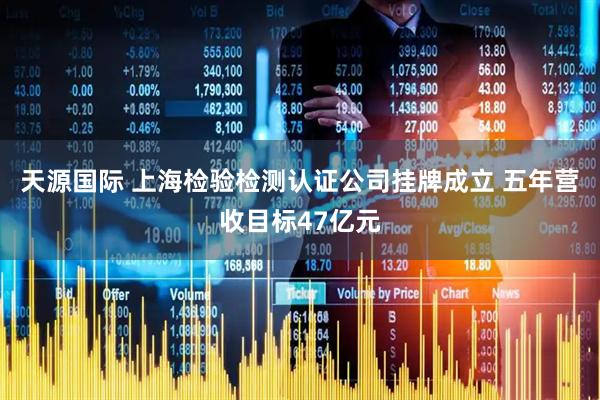天源国际 上海检验检测认证公司挂牌成立 五年营收目标47亿元